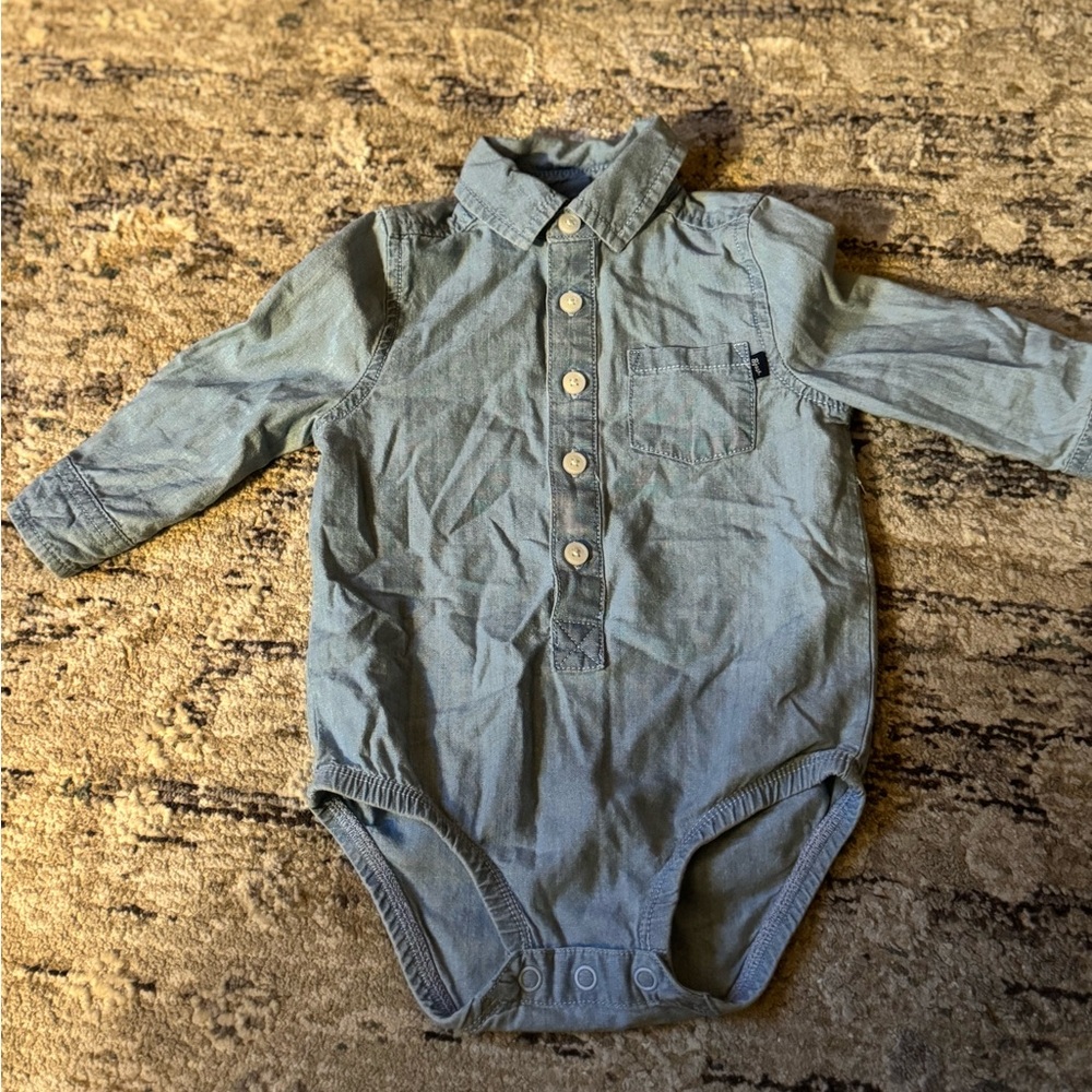 Baby B’gosh Blue Long Sleeve Baby Onesie 9mo